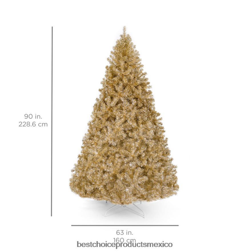 estacional Árbol de Navidad de oropel artificial color champán con soporte plegable Best Choice Products belleza X080FZ239