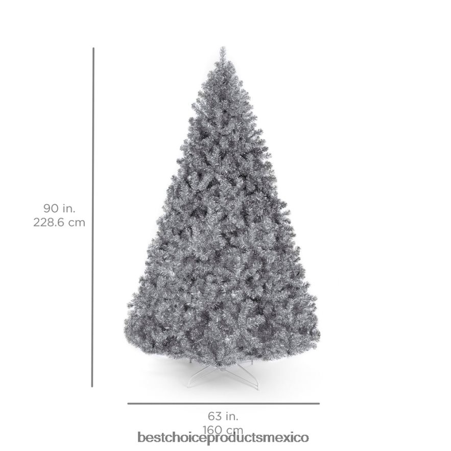 estacional Árbol de Navidad de oropel artificial plateado con soporte plegable Best Choice Products belleza X080FZ177