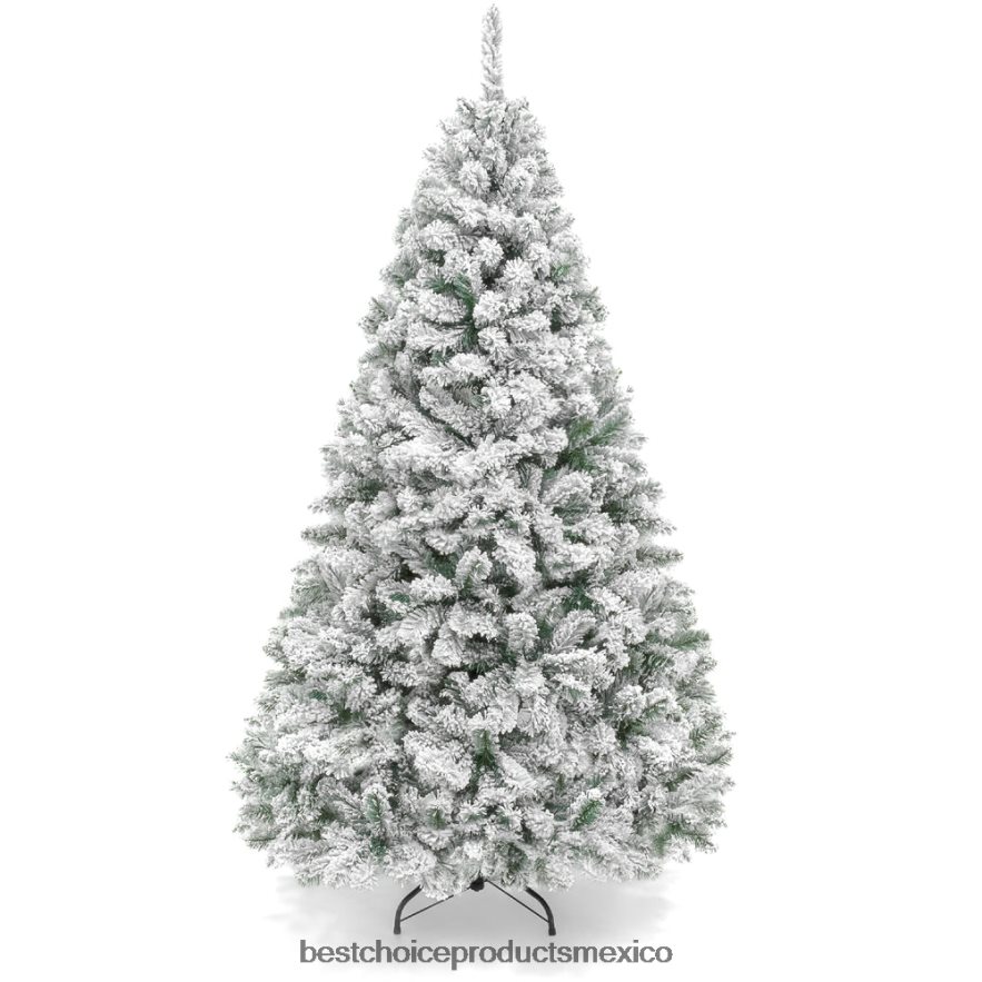 estacional Árbol de Navidad de pino artificial flocado con nieve premium con base de metal plegable Best Choice Products belleza X080FZ14