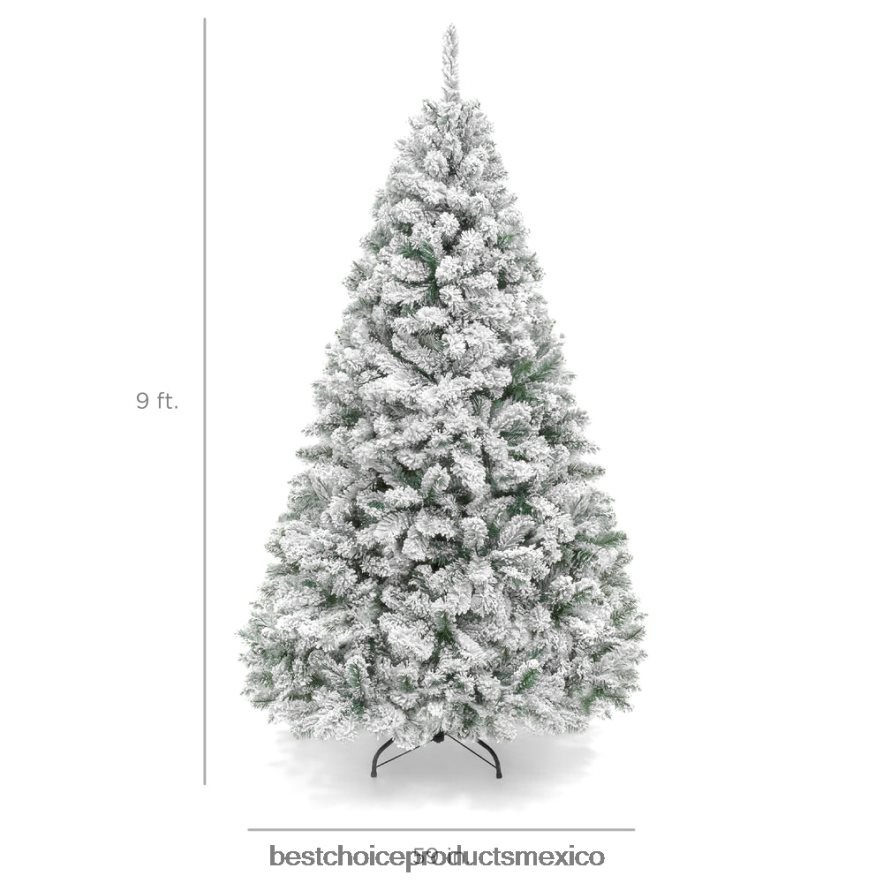 estacional Árbol de Navidad de pino artificial flocado con nieve premium con base de metal plegable Best Choice Products belleza X080FZ17