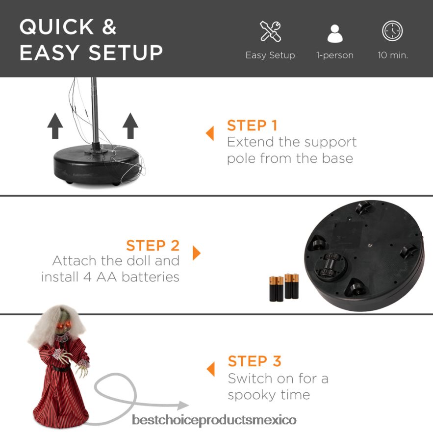estacional Muñeca itinerante animatrónica de acebo embrujada decoración de Halloween con ojos iluminados Best Choice Products rojo X080FZ221