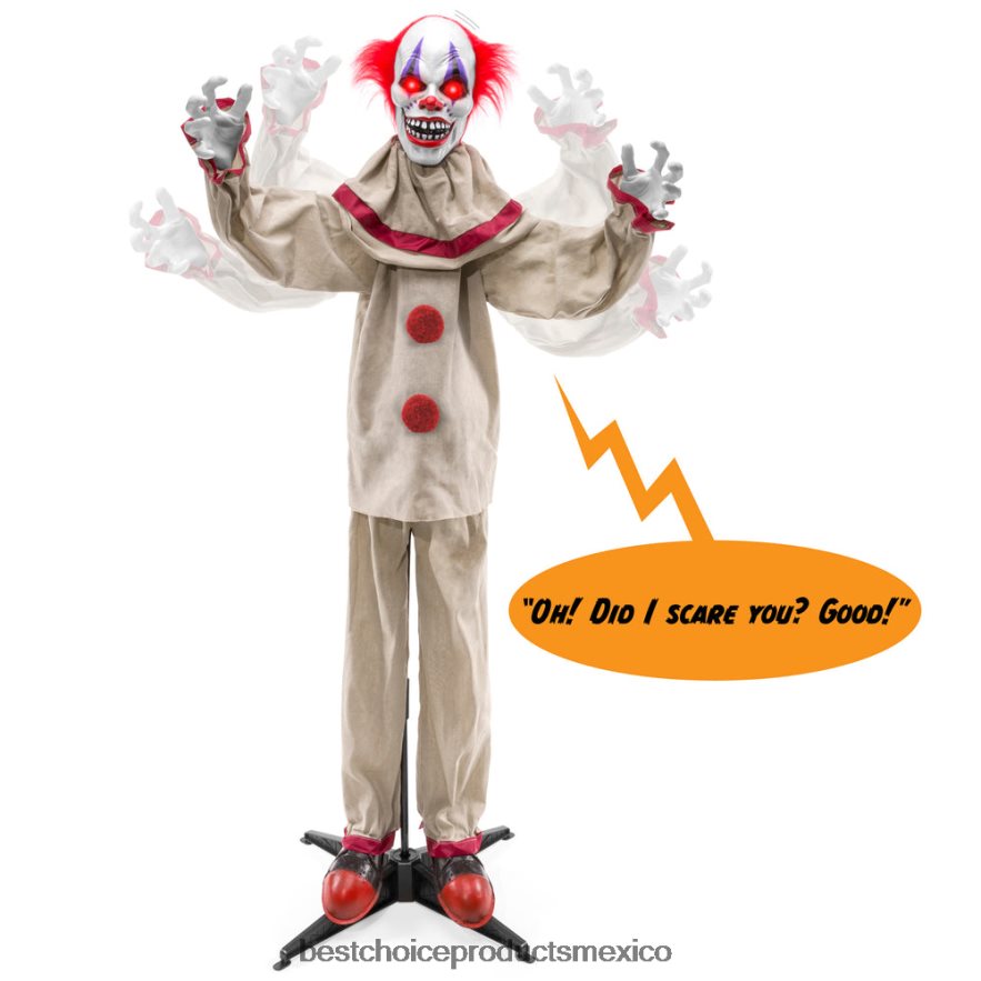 estacional aterrador harry el movimiento animatrónico activado payaso asesino halloween prop Best Choice Products beige X080FZ220