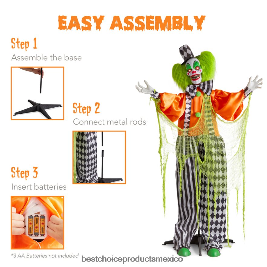 estacional funhouse freddy el payaso asesino animatrónico activado por movimiento accesorio de halloween Best Choice Products multi X080FZ225