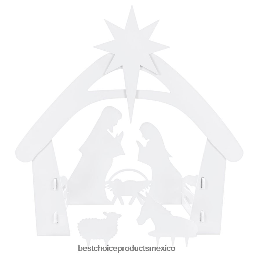 estacional Belén navideño decoración de jardín con pvc resistente al agua Best Choice Products blanco X080FZ66