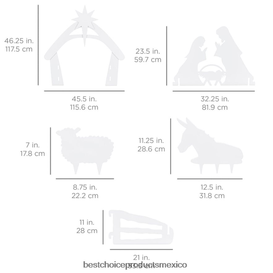 estacional Belén navideño decoración de jardín con pvc resistente al agua Best Choice Products blanco X080FZ66