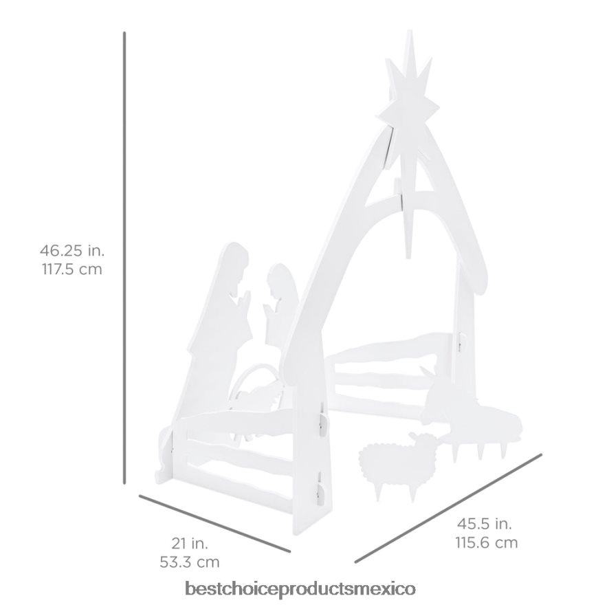 estacional Belén navideño decoración de jardín con pvc resistente al agua Best Choice Products blanco X080FZ66