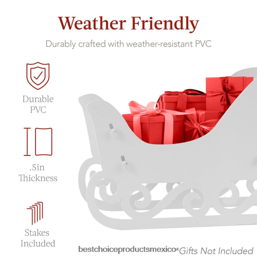 estacional Conjunto de silueta de ciervo y trineo de 3 piezas para decoración de jardín navideño con estacas Best Choice Products blanco X080FZ231