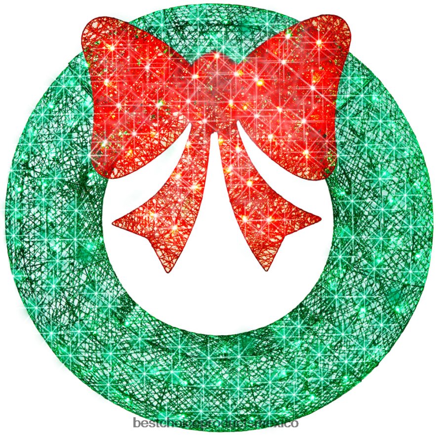 estacional Corona navideña preiluminada para exteriores, decoración navideña de metal LED con lazo Best Choice Products verde rojo X080FZ124