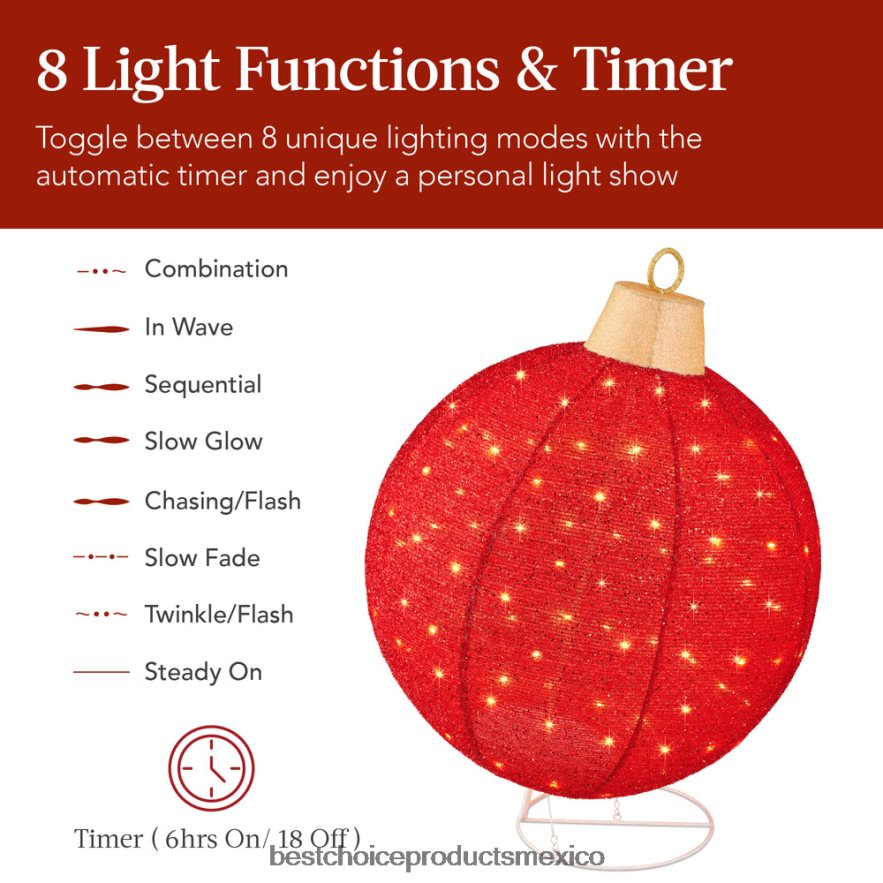 estacional Decoración emergente iluminada de adornos navideños de 2 piezas con 180 luces LED y soporte Best Choice Products oro rojo X080FZ265