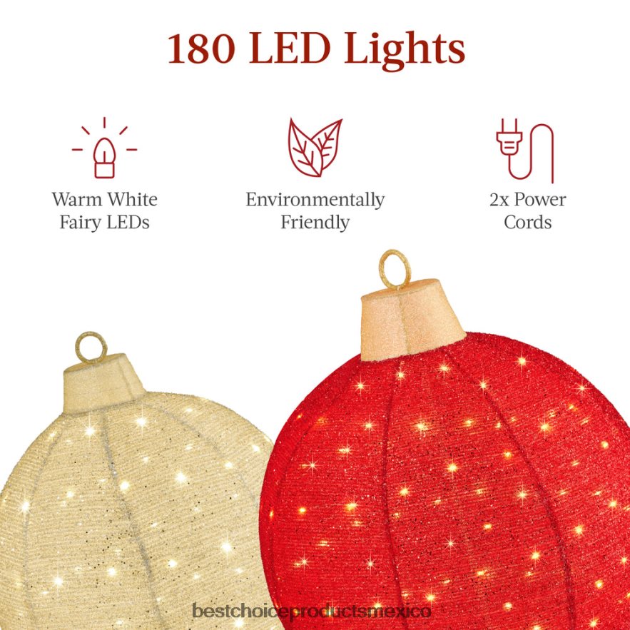 estacional Decoración emergente iluminada de adornos navideños de 2 piezas con 180 luces LED y soporte Best Choice Products oro rojo X080FZ265