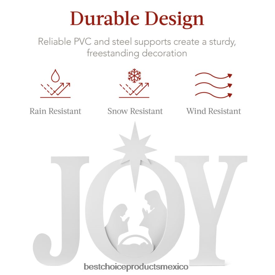 estacional Decoración navideña de jardín de 3 piezas con estacas para el suelo Best Choice Products blanco X080FZ62