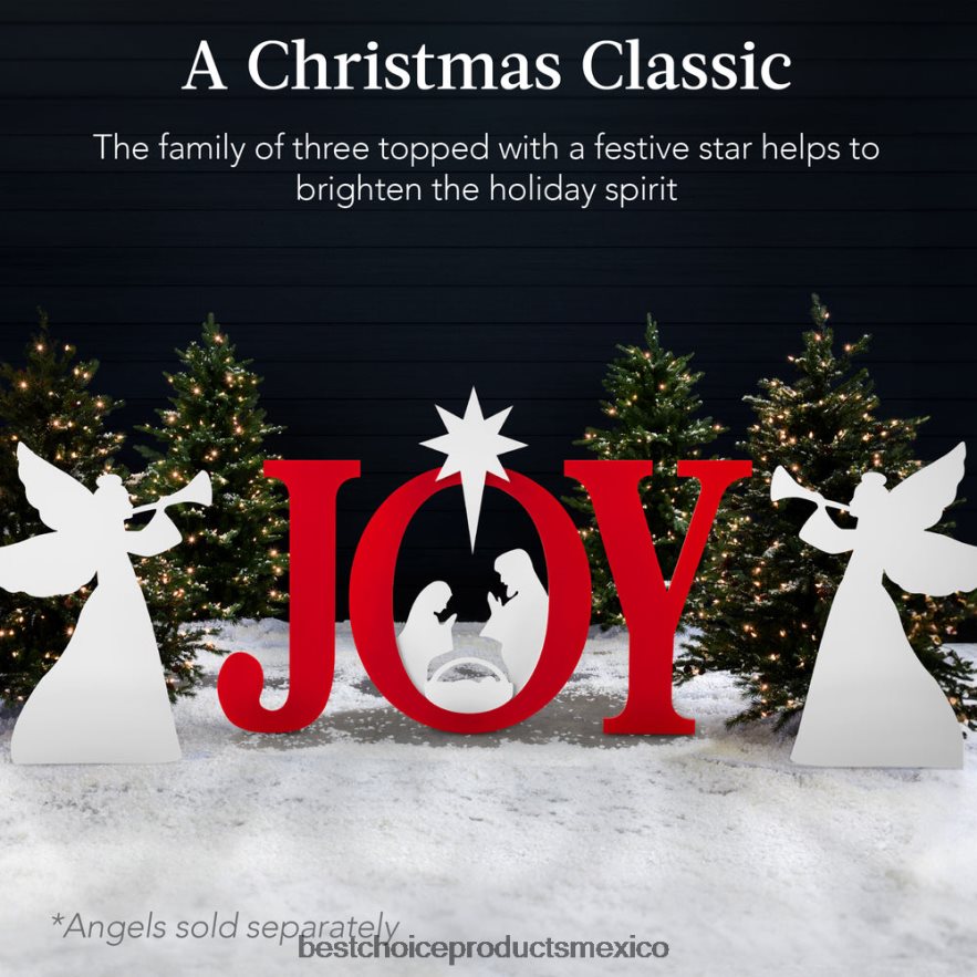 estacional Decoración navideña de jardín de 3 piezas con estacas para el suelo Best Choice Products rojo blanco X080FZ63