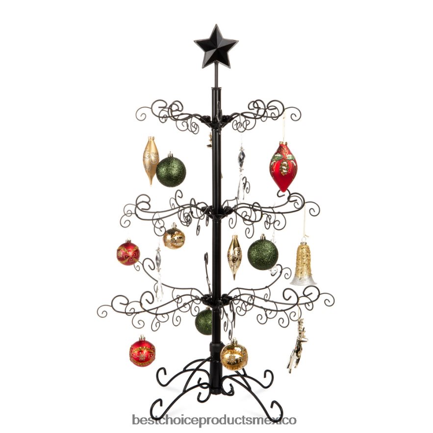 estacional Expositor de adorno para árbol de Navidad de hierro forjado con fácil montaje Best Choice Products negro X080FZ142
