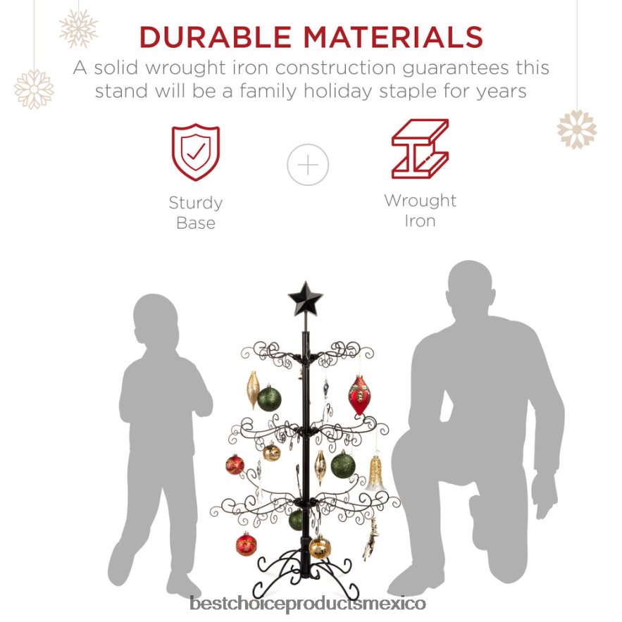 estacional Expositor de adorno para árbol de Navidad de hierro forjado con fácil montaje Best Choice Products negro X080FZ142