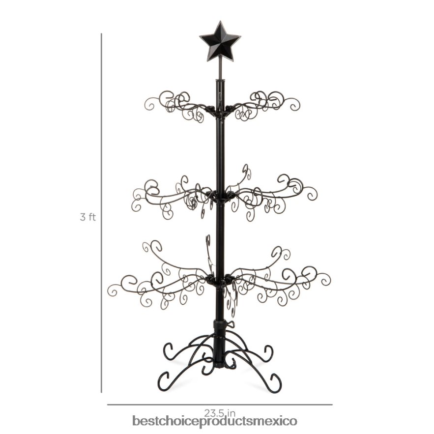 estacional Expositor de adorno para árbol de Navidad de hierro forjado con fácil montaje Best Choice Products negro X080FZ142
