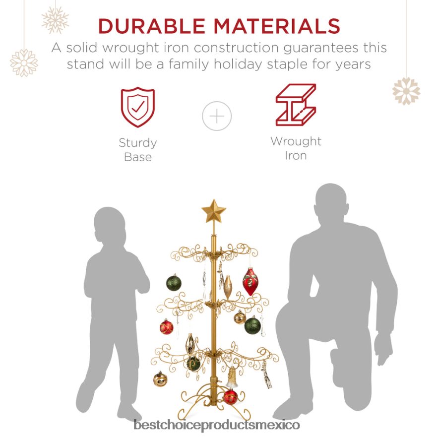 estacional Expositor de adorno para árbol de Navidad de hierro forjado con fácil montaje Best Choice Products oro X080FZ141