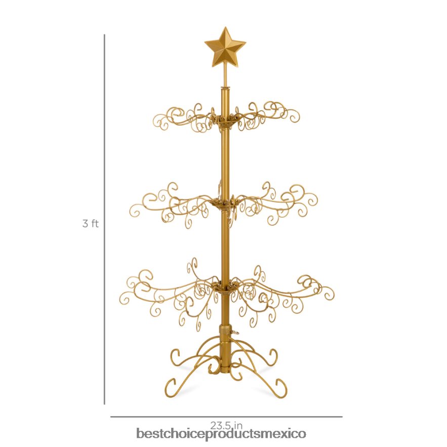 estacional Expositor de adorno para árbol de Navidad de hierro forjado con fácil montaje Best Choice Products oro X080FZ141