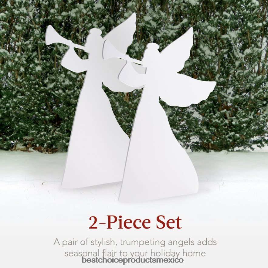 estacional Juego de 2 adornos de jardín con forma de ángel navideño con PVC resistente a la intemperie Best Choice Products blanco X080FZ31