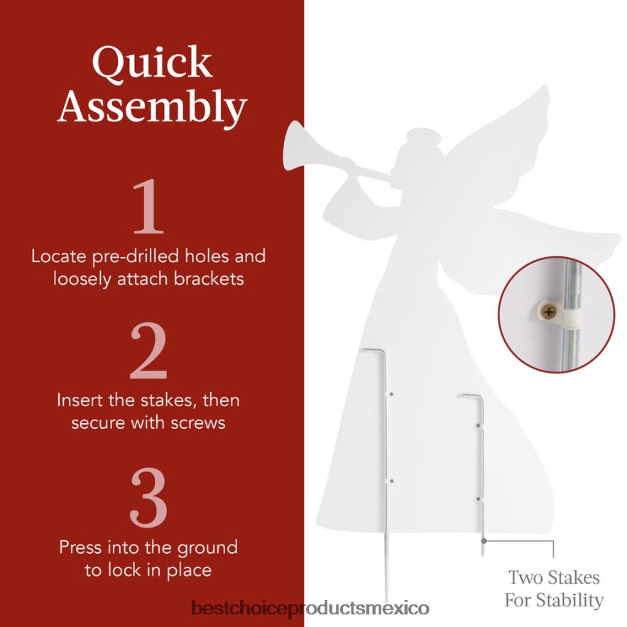 estacional Juego de 2 adornos de jardín con forma de ángel navideño con PVC resistente a la intemperie Best Choice Products blanco X080FZ31