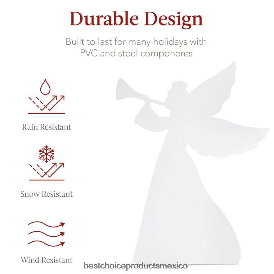 estacional Juego de 2 adornos de jardín con forma de ángel navideño con PVC resistente a la intemperie Best Choice Products blanco X080FZ31