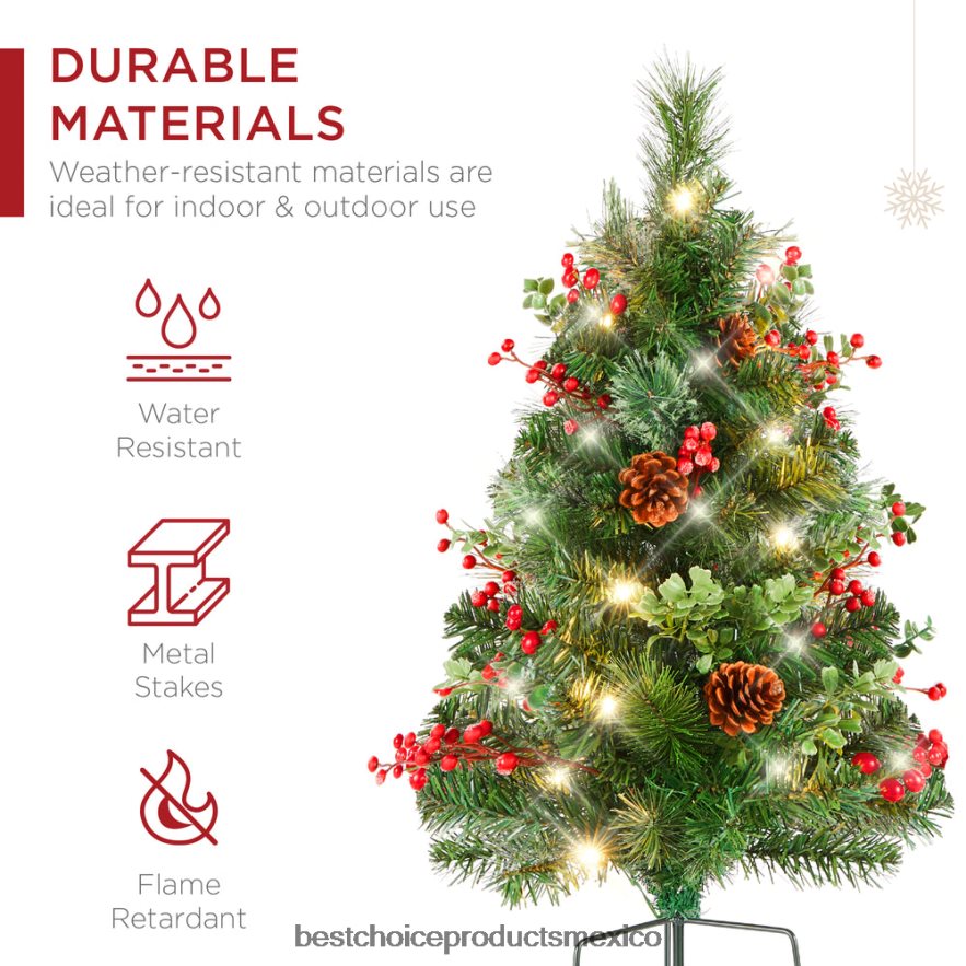 estacional Juego de 2 árboles de Navidad preiluminados con piñas y temporizador. Best Choice Products verde X080FZ37