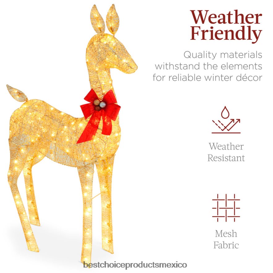 estacional Juego de decoración para exteriores con familia de ciervos navideños iluminados de 2 piezas con luces LED Best Choice Products oro X080FZ171
