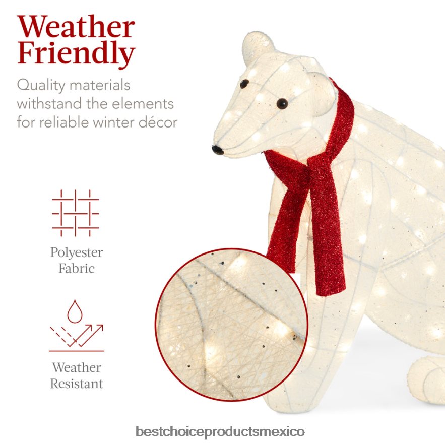 estacional Juego de decoración para exteriores de familia de osos polares iluminados de 2 piezas con luces LED Best Choice Products rojo blanco X080FZ98