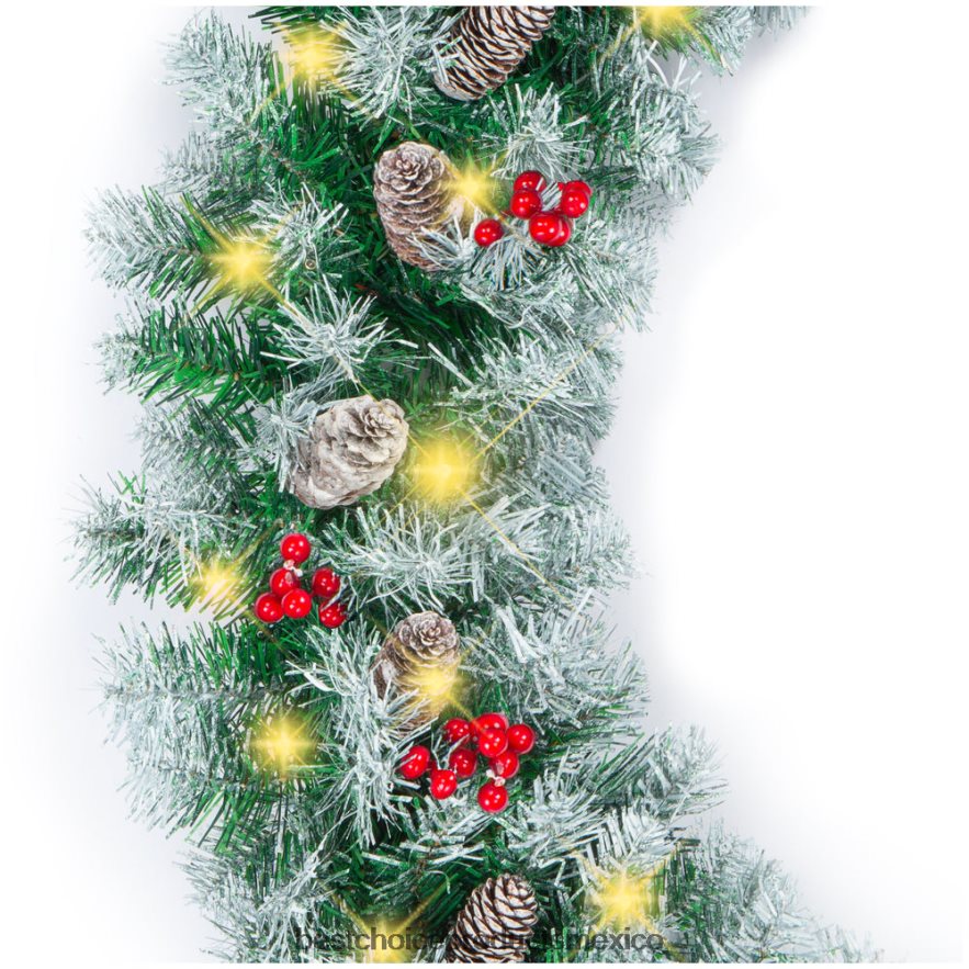 estacional guirnalda preiluminada predecorada con puntas de ramas de pvc, 50 luces Best Choice Products blanco X080FZ106