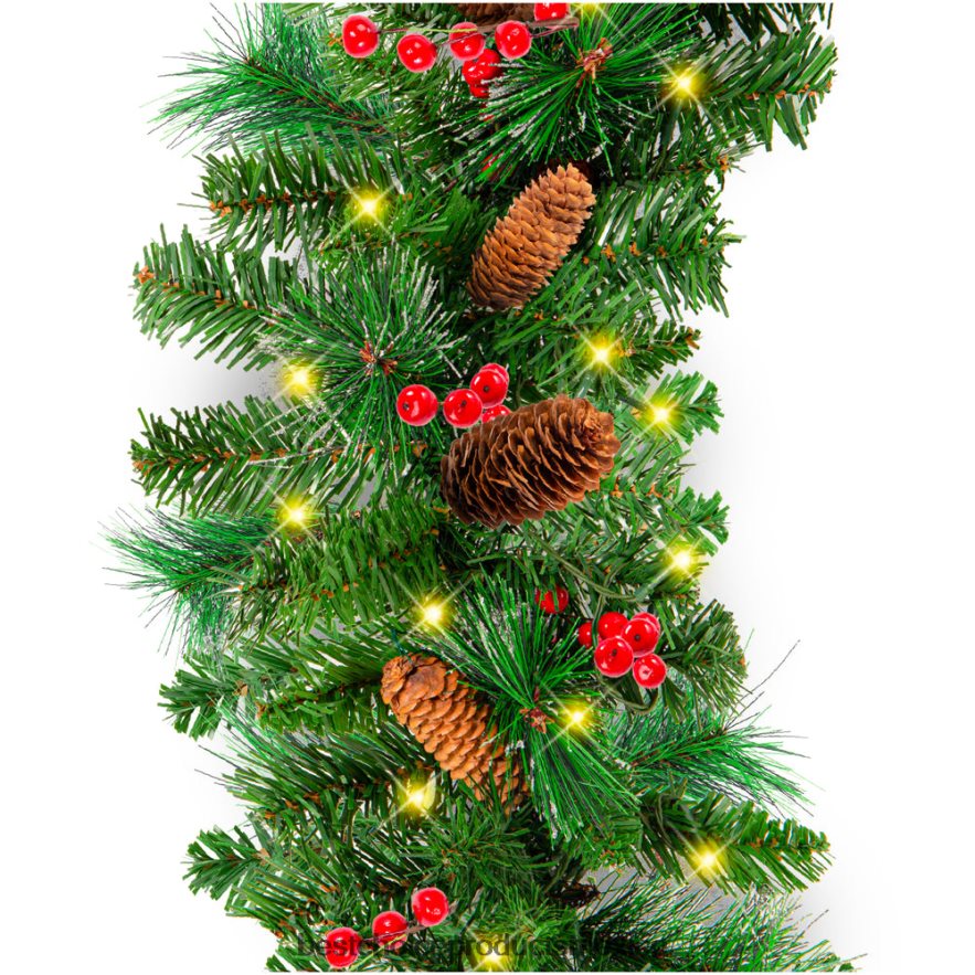 estacional guirnalda preiluminada predecorada con puntas de ramas de pvc, 50 luces Best Choice Products verde X080FZ136