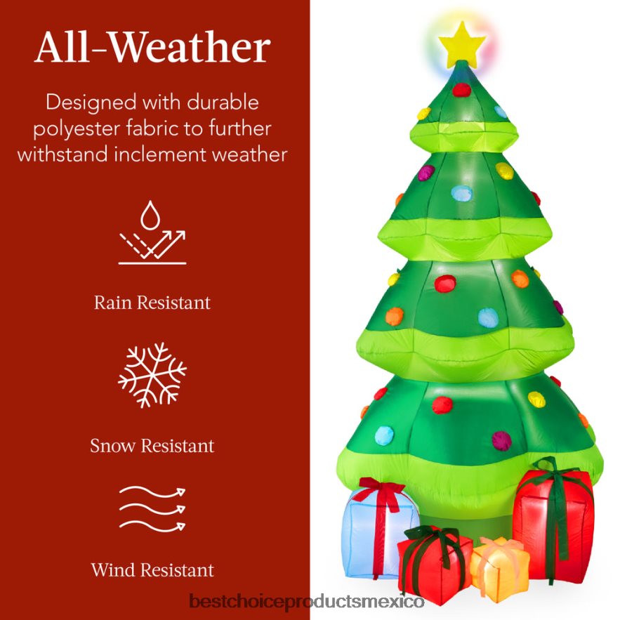 estacional Árbol de Navidad inflable decoración inflable para exteriores con 10 luces LED Best Choice Products verde X080FZ143