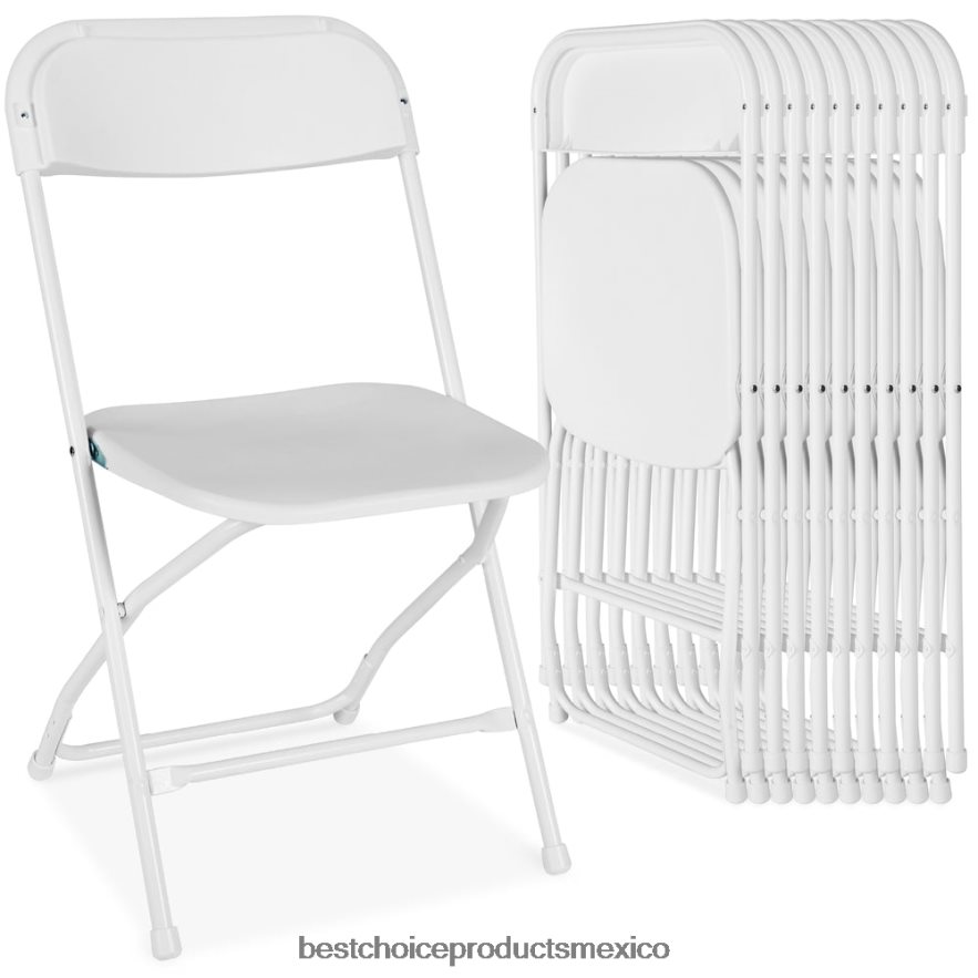 estacional Juego de 10 sillas plegables apilables de plástico con patas antideslizantes. Best Choice Products blanco X080FZ251