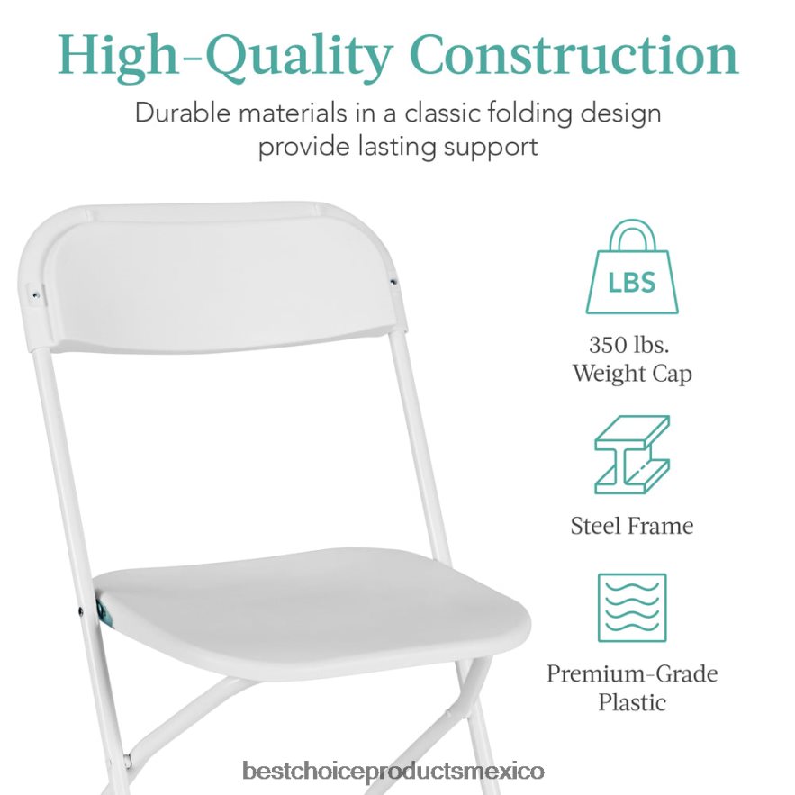 estacional Juego de 10 sillas plegables apilables de plástico con patas antideslizantes. Best Choice Products blanco X080FZ251