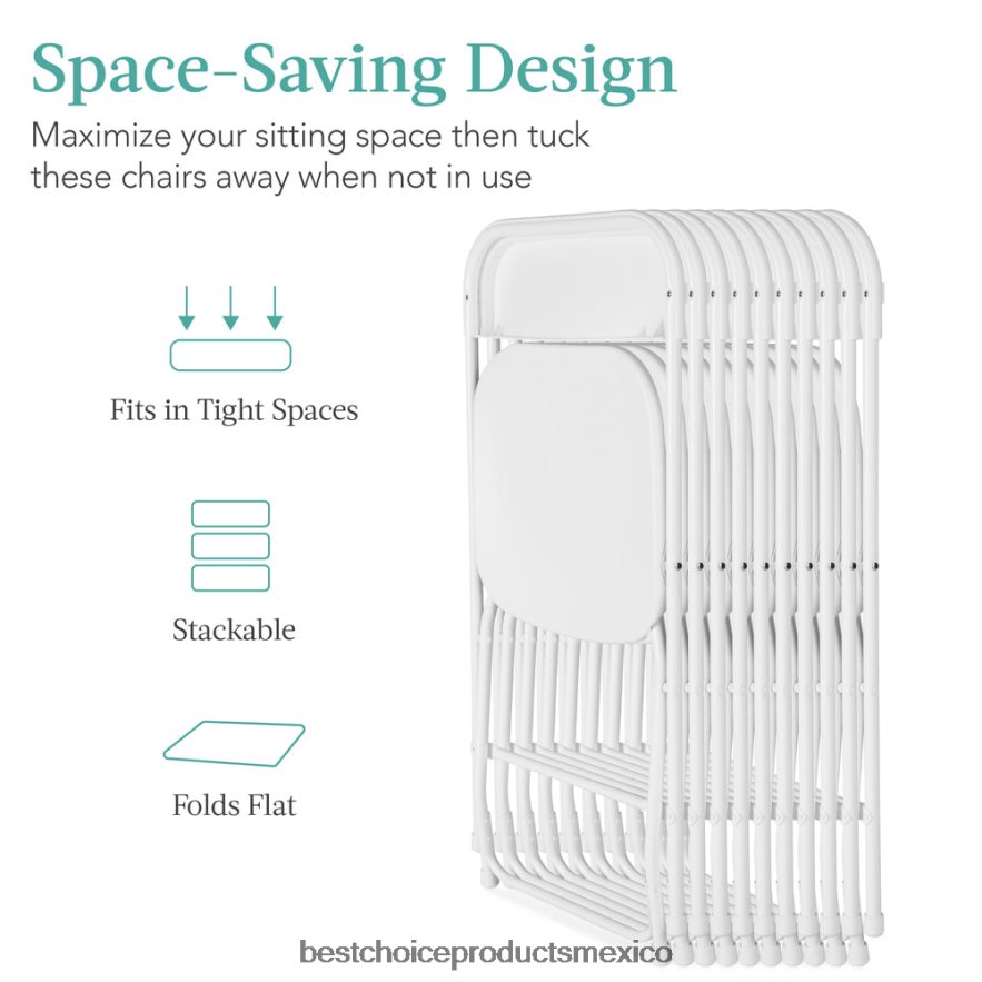 estacional Juego de 10 sillas plegables apilables de plástico con patas antideslizantes. Best Choice Products blanco X080FZ251
