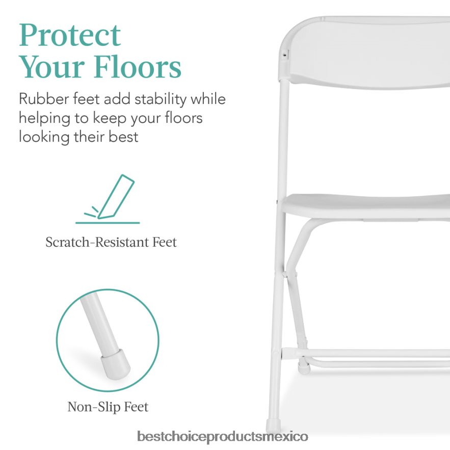 estacional Juego de 10 sillas plegables apilables de plástico con patas antideslizantes. Best Choice Products blanco X080FZ251