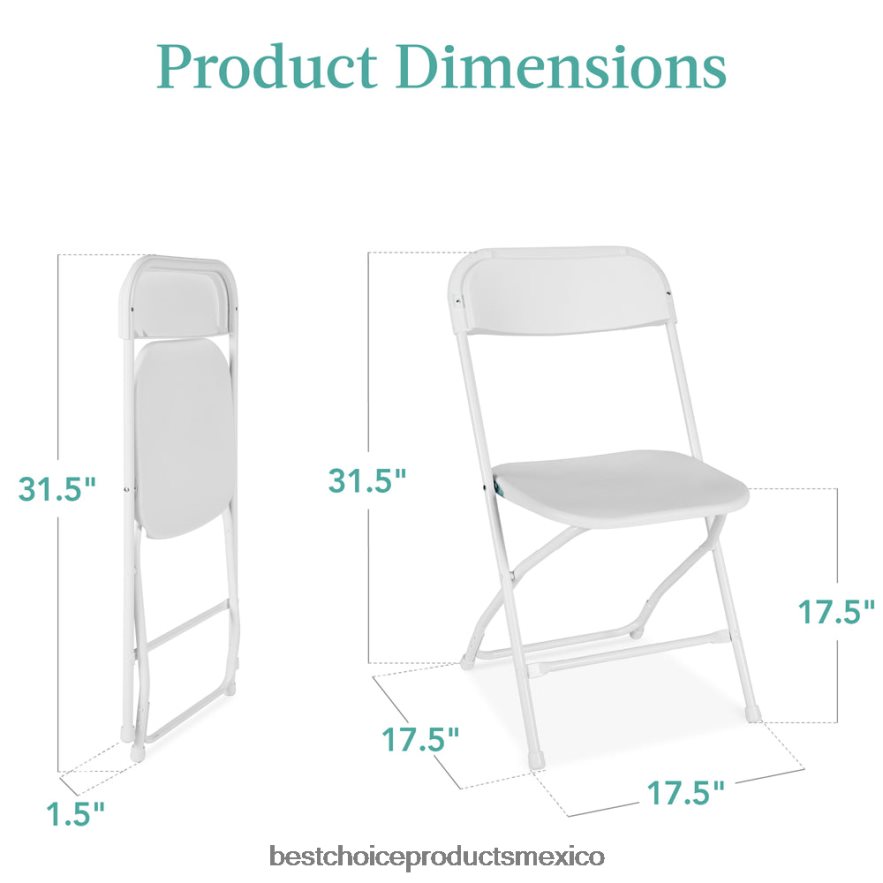 estacional Juego de 10 sillas plegables apilables de plástico con patas antideslizantes. Best Choice Products blanco X080FZ251