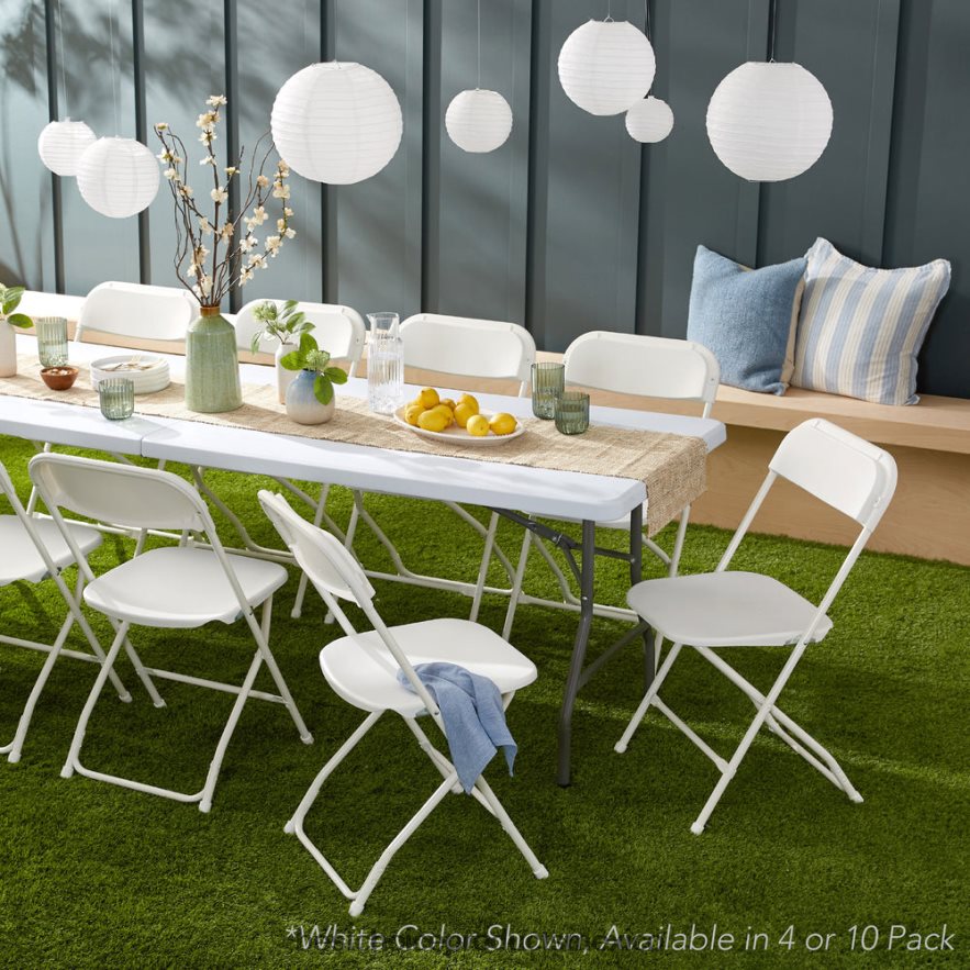 estacional Juego de 10 sillas plegables apilables de plástico con patas antideslizantes. Best Choice Products negro X080FZ250