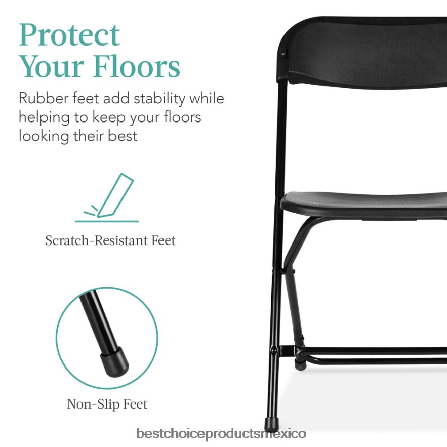 estacional Juego de 10 sillas plegables apilables de plástico con patas antideslizantes. Best Choice Products negro X080FZ250