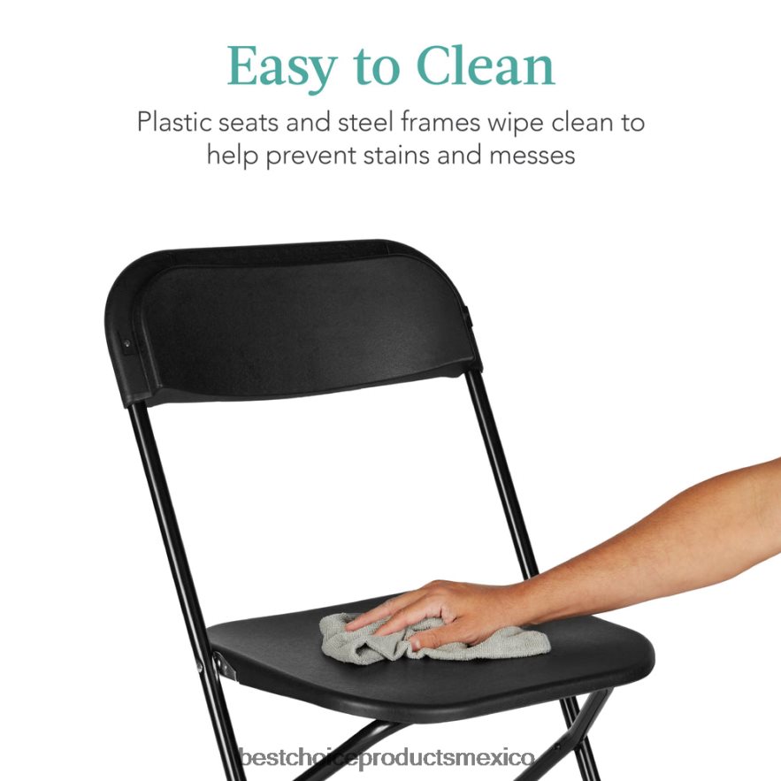 estacional Juego de 10 sillas plegables apilables de plástico con patas antideslizantes. Best Choice Products negro X080FZ250