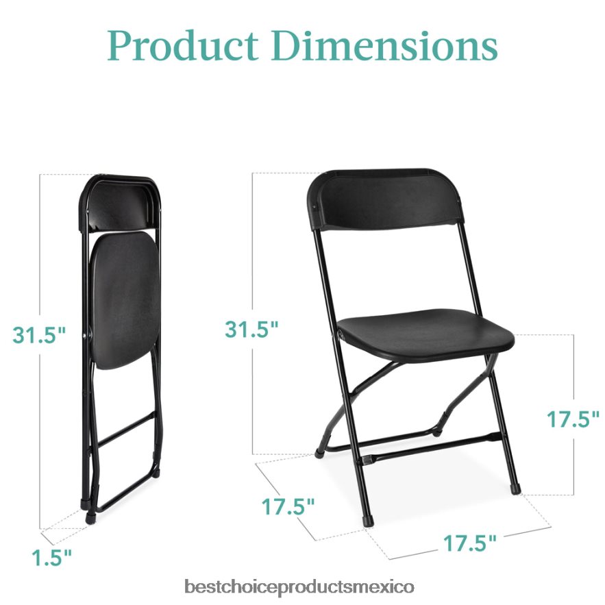 estacional Juego de 10 sillas plegables apilables de plástico con patas antideslizantes. Best Choice Products negro X080FZ250