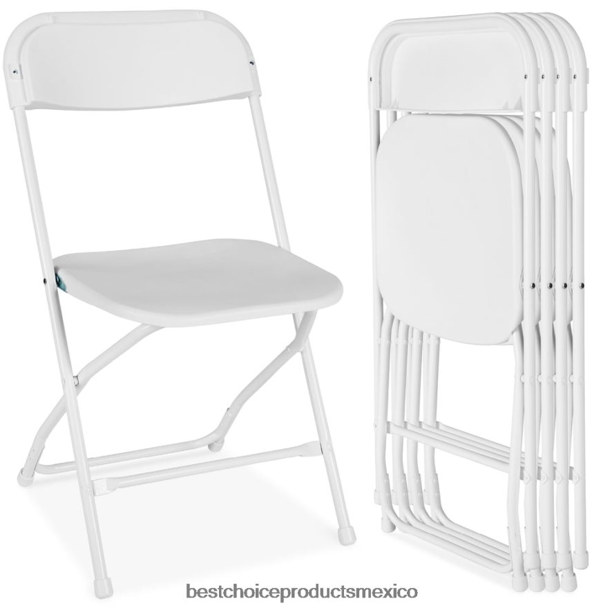 estacional Juego de 4 sillas plegables apilables de plástico con patas antideslizantes. Best Choice Products blanco X080FZ261