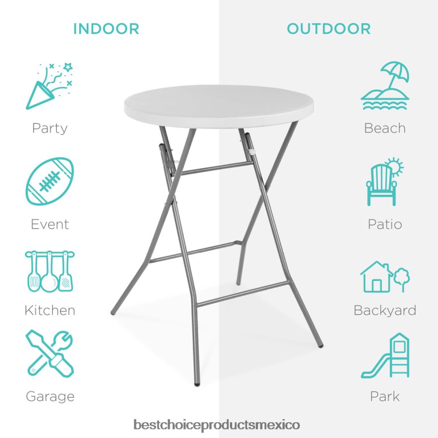 estacional Mesa plegable con altura de barra, accesorio para interiores y exteriores con tablero grueso Best Choice Products blanco X080FZ232