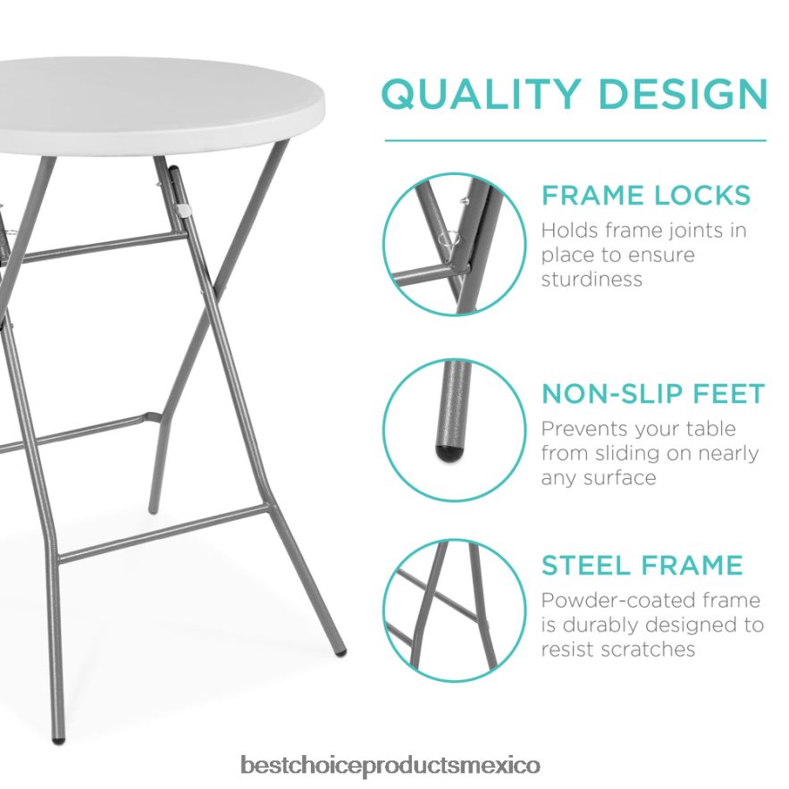 estacional Mesa plegable con altura de barra, accesorio para interiores y exteriores con tablero grueso Best Choice Products blanco X080FZ232