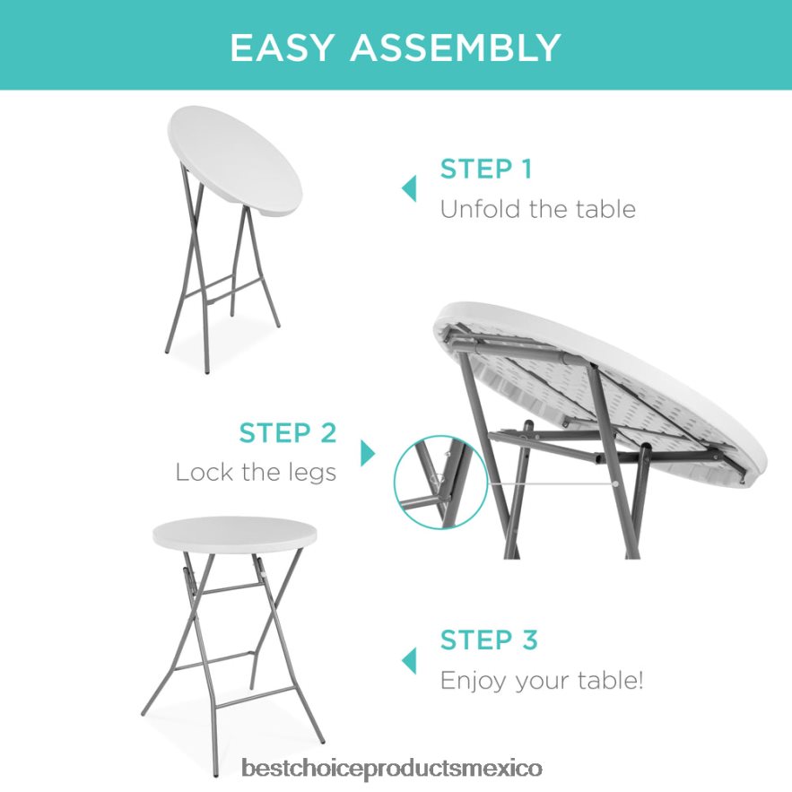 estacional Mesa plegable con altura de barra, accesorio para interiores y exteriores con tablero grueso Best Choice Products blanco X080FZ232
