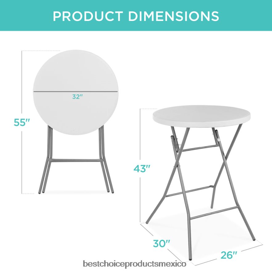 estacional Mesa plegable con altura de barra, accesorio para interiores y exteriores con tablero grueso Best Choice Products blanco X080FZ232