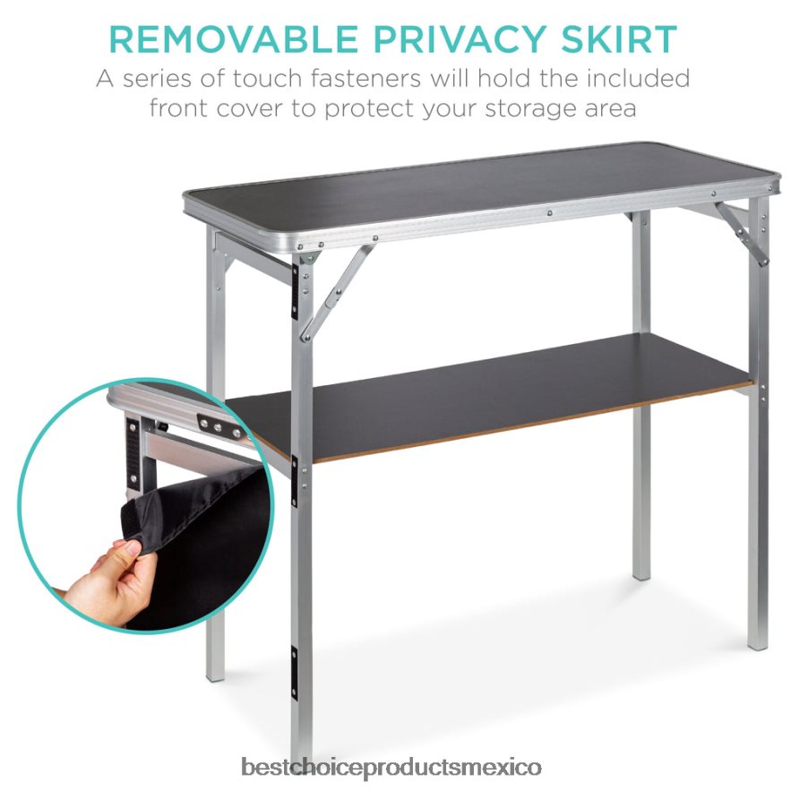 estacional mesa de bar emergente portátil con estuche de transporte y faldón extraíble Best Choice Products negro X080FZ230