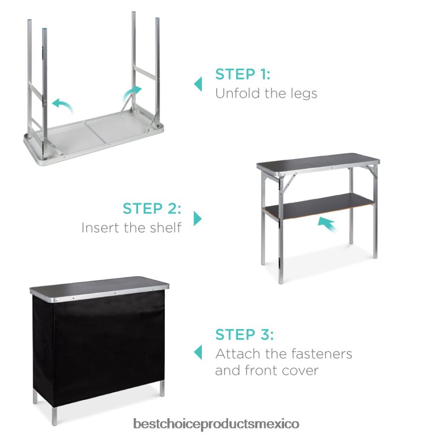 estacional mesa de bar emergente portátil con estuche de transporte y faldón extraíble Best Choice Products negro X080FZ230