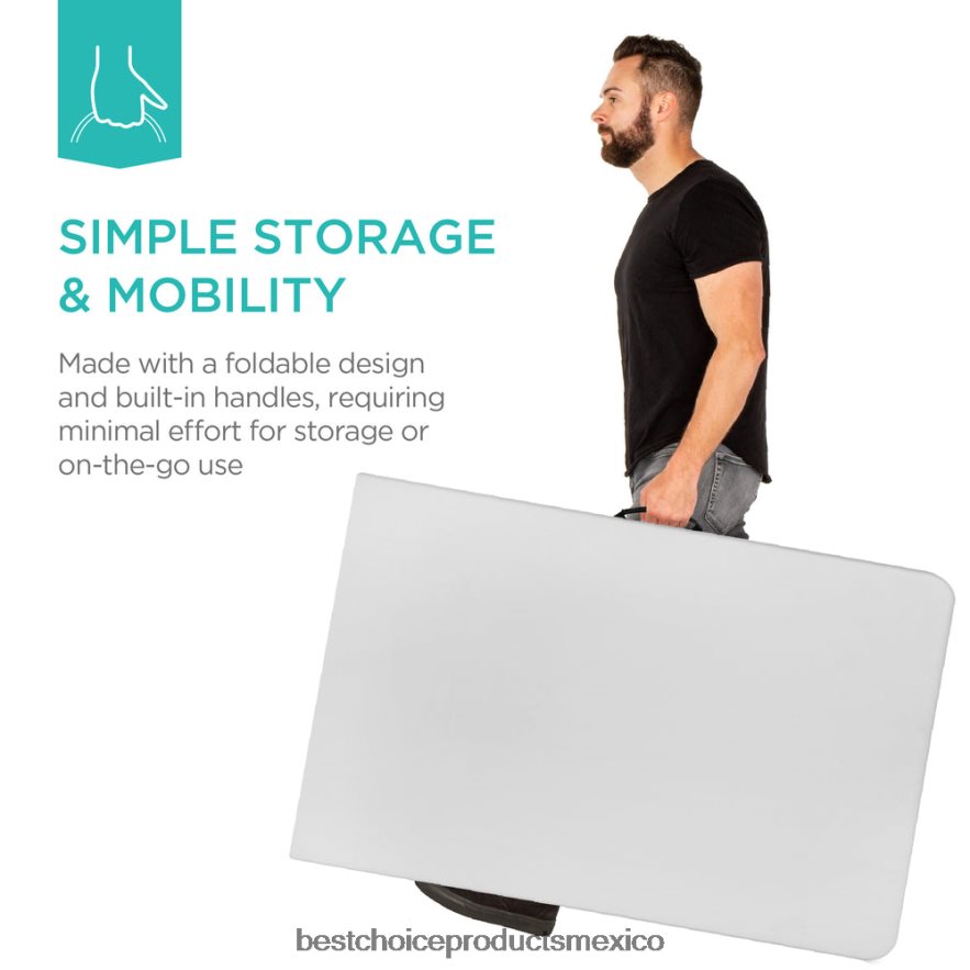 estacional mesa de comedor plegable portátil de plástico con asa y cerradura Best Choice Products blanco X080FZ262