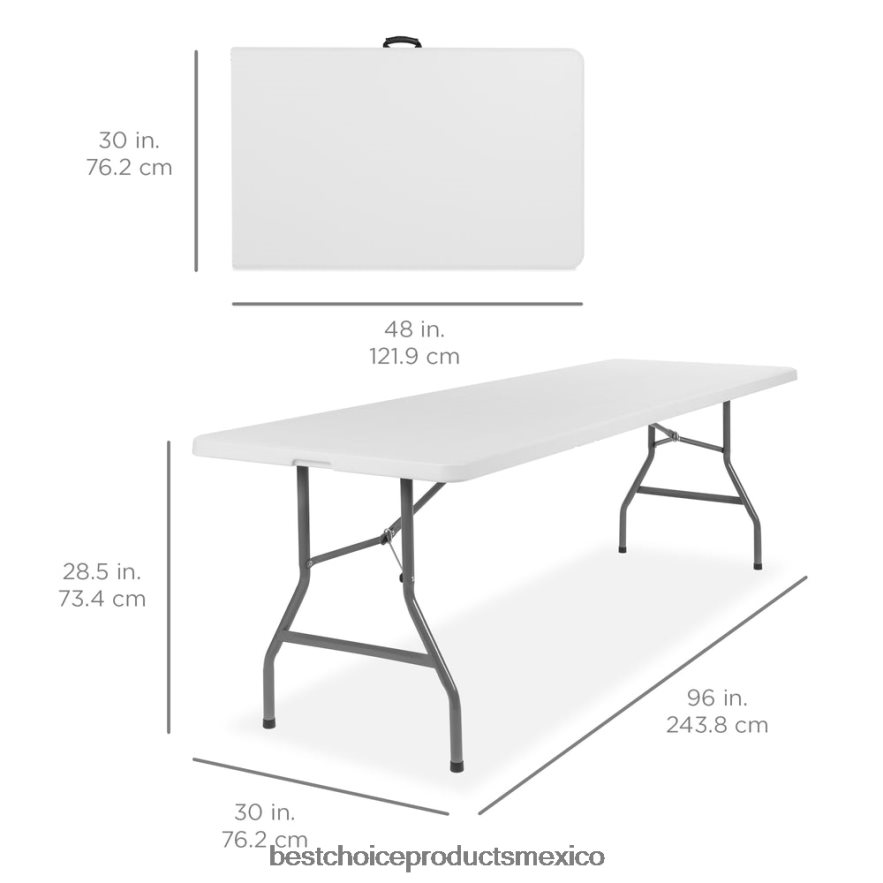 estacional mesa de comedor plegable portátil de plástico con asa y cerradura Best Choice Products blanco X080FZ262