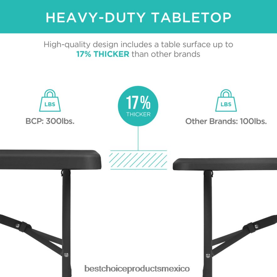 estacional mesa de comedor plegable portátil de plástico con asa y cerradura Best Choice Products negro X080FZ229