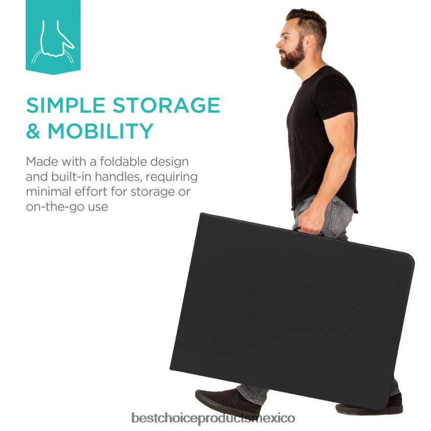 estacional mesa de comedor plegable portátil de plástico con asa y cerradura Best Choice Products negro X080FZ229